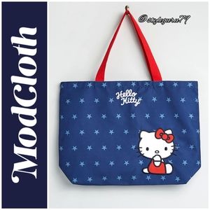 ModCloth x Hello Kitty Team Americana Bag in Blue Filled With HK Goodies